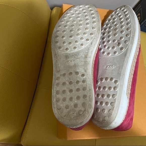 Tod's Espadrilles Deep Pink Suede size 8.5 loafer flats vacation shoes - Picture 4 of 5